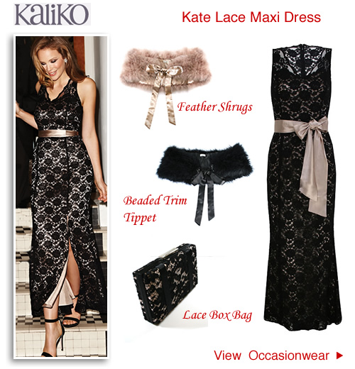 Kaliko Kate Lace Cocktail Maxi Dresses Fur Shrugs Cover ups