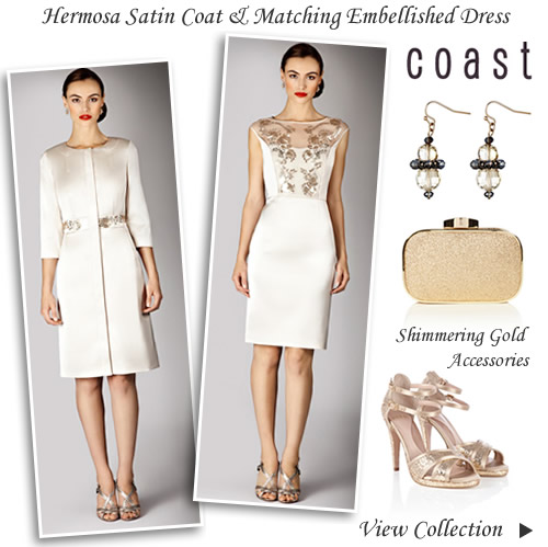 Coast Duchess Satin Dress Coat Autumn Winter Wedding Outfit