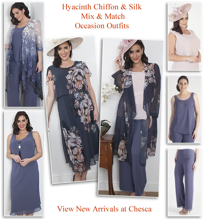 Chesca plus size autumn wedding outfits chiffon silk occasion dresses and trouser suits