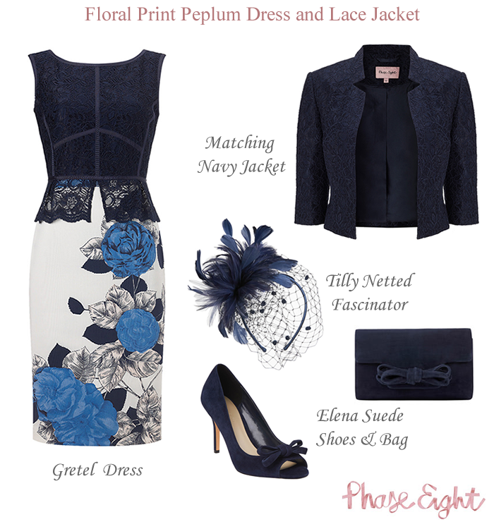 Phase Eight occasionwear blue lace dress and jacket