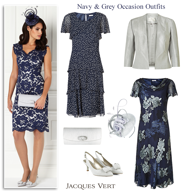 Jacques Vert Navy Grey Occasionwear