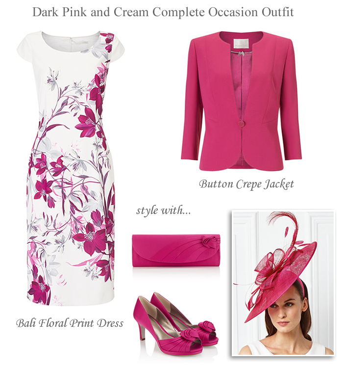 Jacques Vert Pink & Cream Dress & Jacket