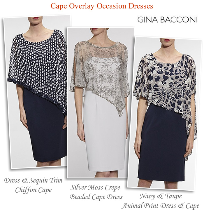 Gina Bacconi  Mother of the Bride cape overlay pencil dresses
