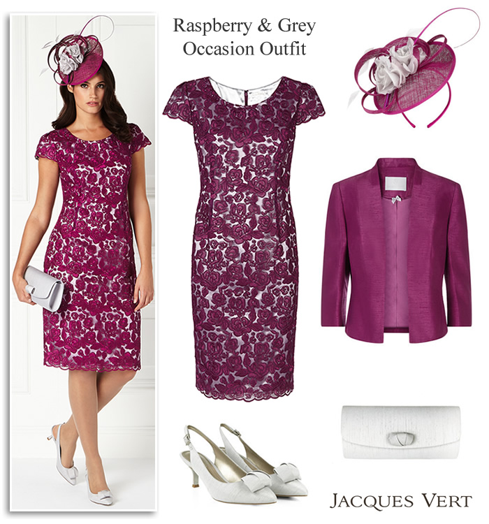Jacques Vert Dark Pink and Grey Occasion Outfit