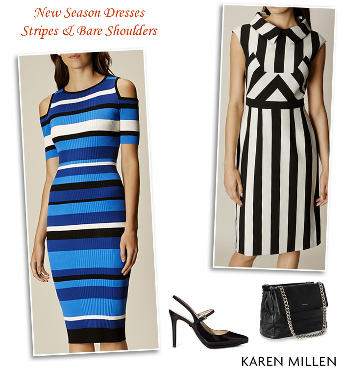 AW16 cold shoulder and stripe illusion dresses