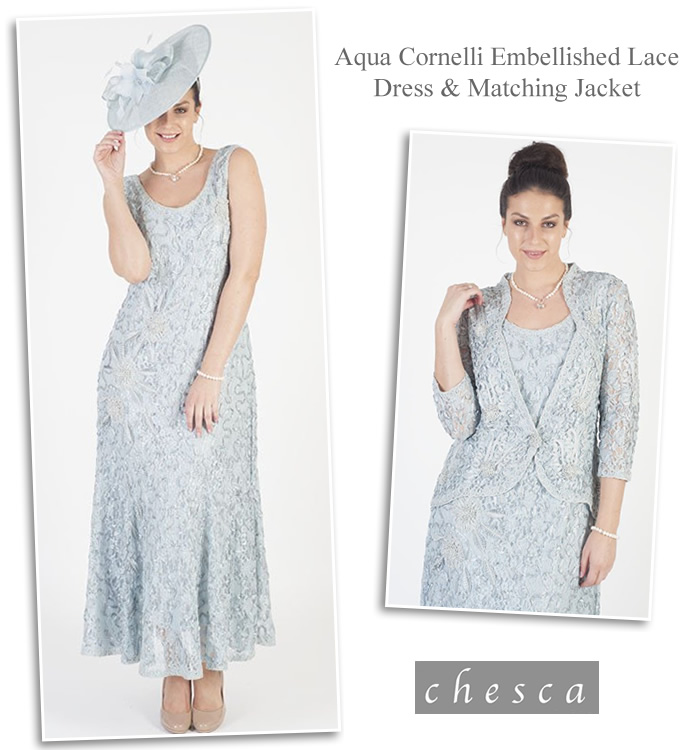 Plus Size Pastel Blue Lace Dress and Jacket