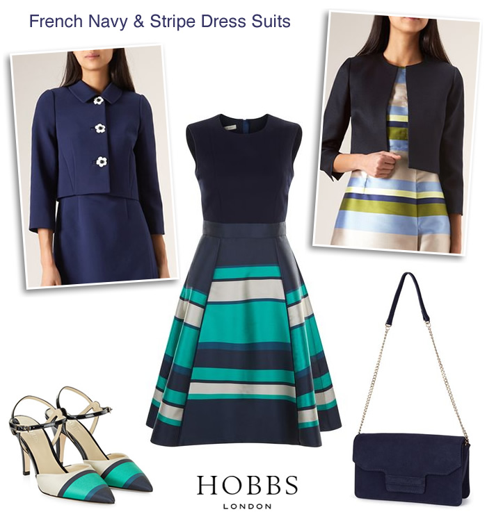 Hobbs Navy Stripe Occasion Dress Suits for Autumn Wedding