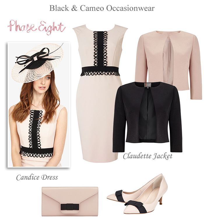 Phase Eight black and cameo pink autumn wedding outfits