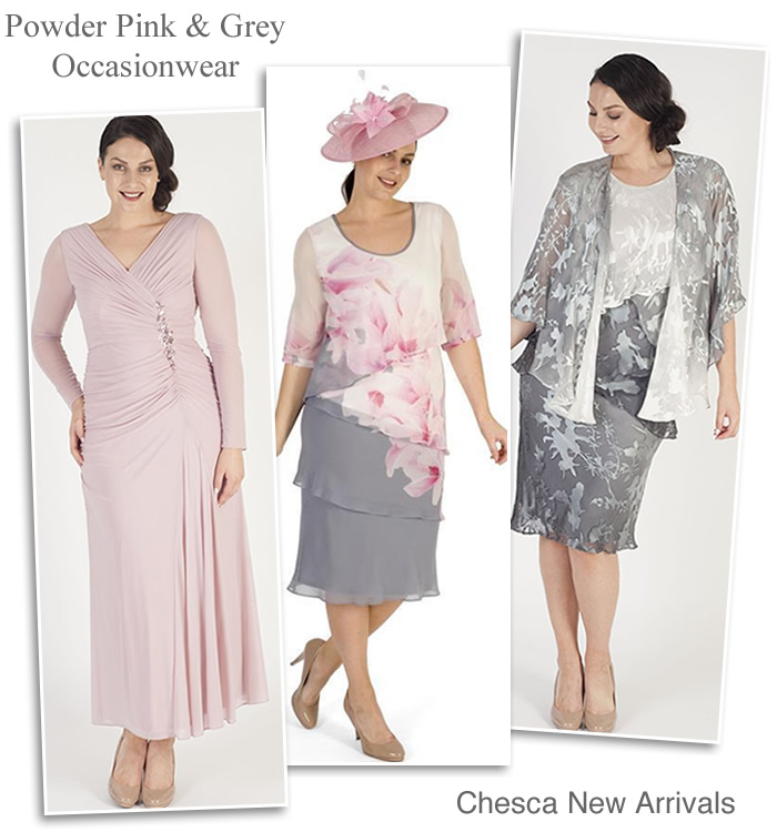 Chesca plus size occasionwear in powder pink grey and ivory Mother of the Bride outfits