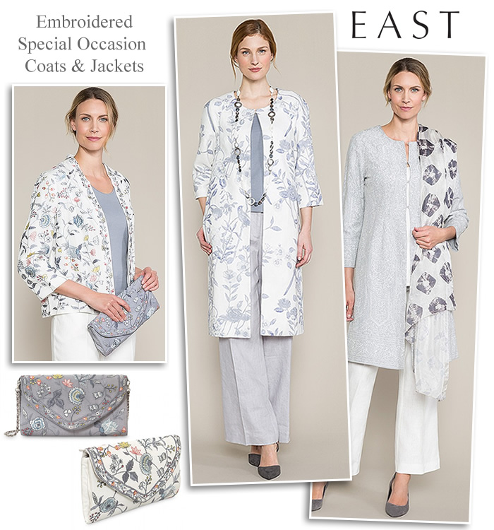 East Wedding Guest Outfits Embroidered Coats Jackets & Trousers