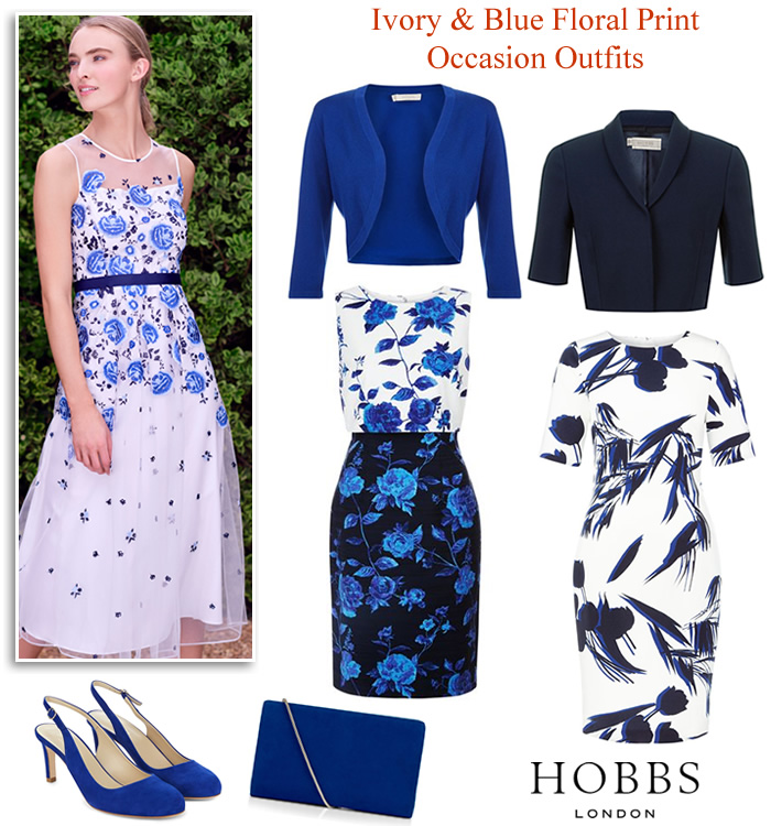 Hobbs Sale blue ivory Mother of the Bride dress and jacket outfits
