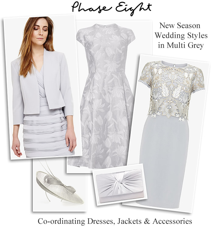 Phase Eight MOTB occasionwear 2018 grey lace print layered dresses and matching jacket
