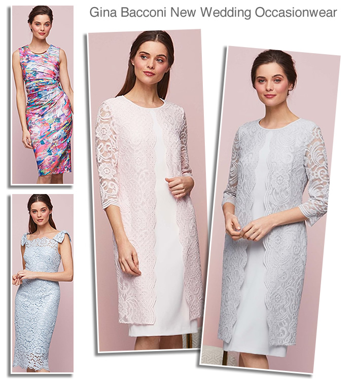 Gina Bacconi pink and blue Mother of the Bride occasion outfits and lace dresses