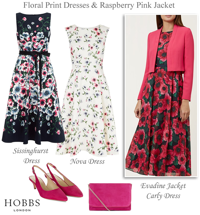 Hobbs occasionwear floral garden party midi dresses pink wedding guest outfits