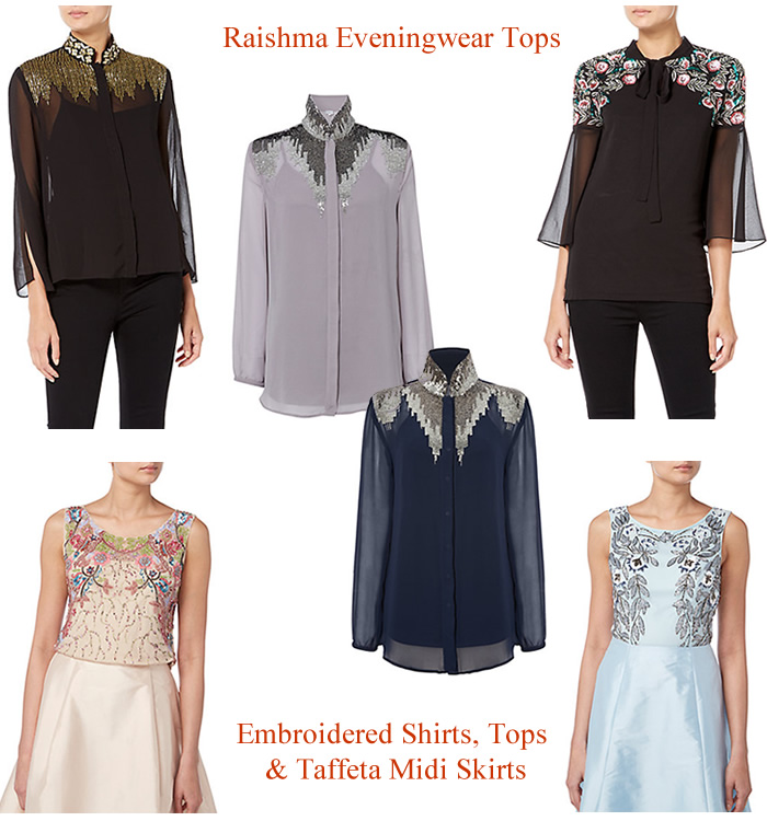 Raishma special occasion beaded tops embroidered blouses shirts and  evening skirts