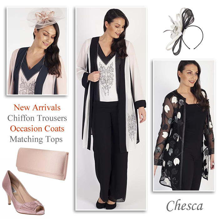 Chesca chiffon trousers matching occasion coats and cami tops
