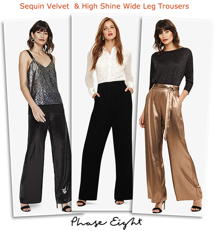Phase Eight partywear velvet sequin gold shimmer evening trousers and jumpsuits