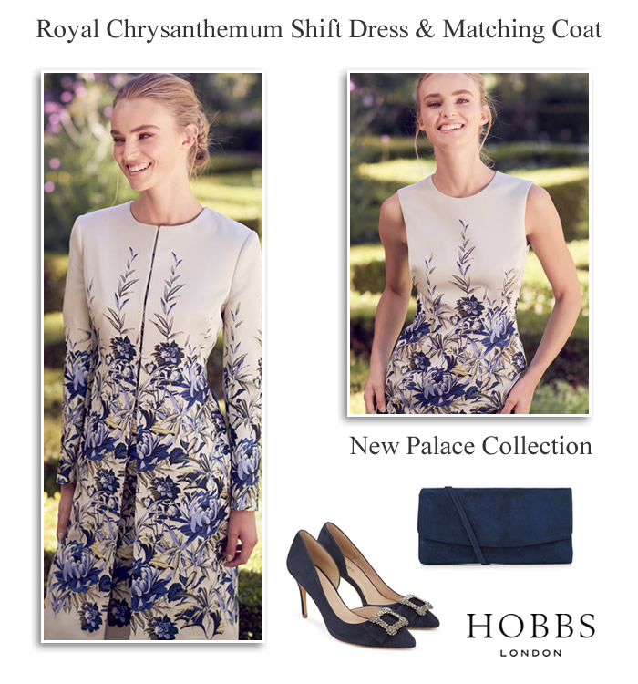 Hobbs shift Royal dress matching coat autumn Mother of the Bride wedding outfit blue oyster occasion suits