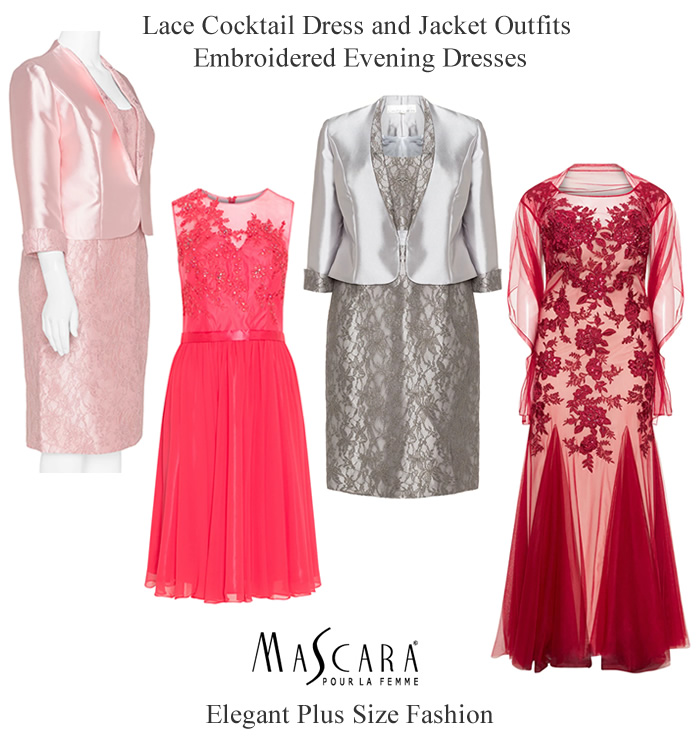 Mascara designer plus size lace cocktail dresses and evening gowns