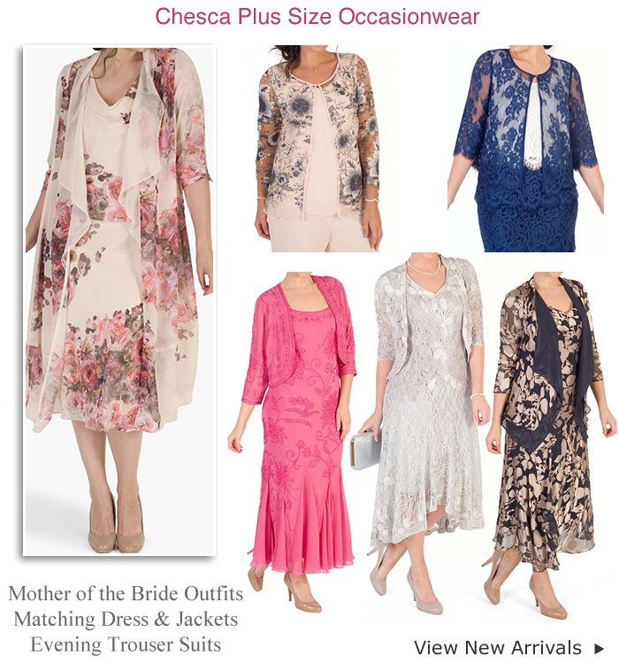 Chesca Mother of the Bride plus size occasionwear lace wedding outfits in navy, pink, ivory, gold, grey and silver