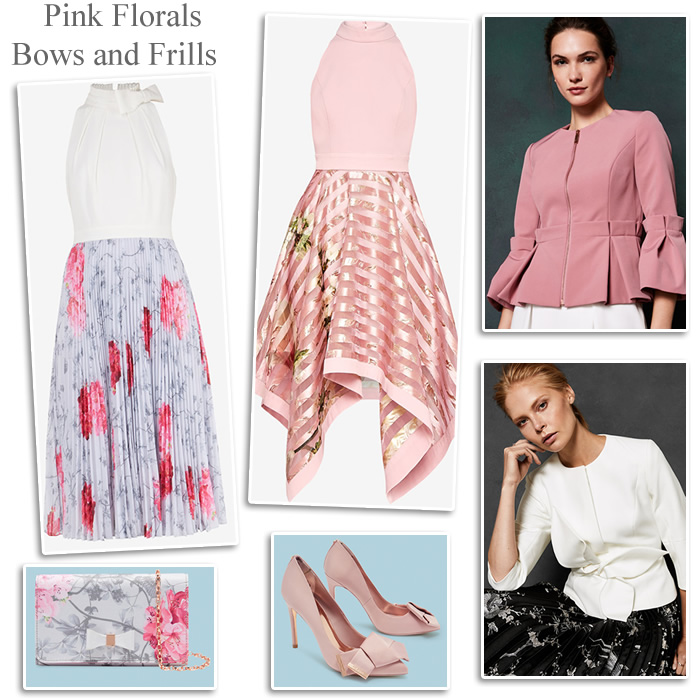 Ted Baker occasionwear spring wedding outfits pink floral dresses with frills and bows