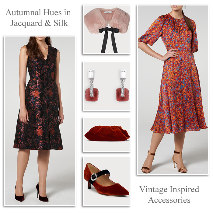 L K Bennett autumn winter vintage wedding outfits silk party dresses