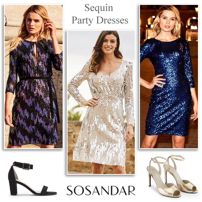 Sosandar Occasionwear under £100 Sequin Party Dresses Velvet Evening Outfits