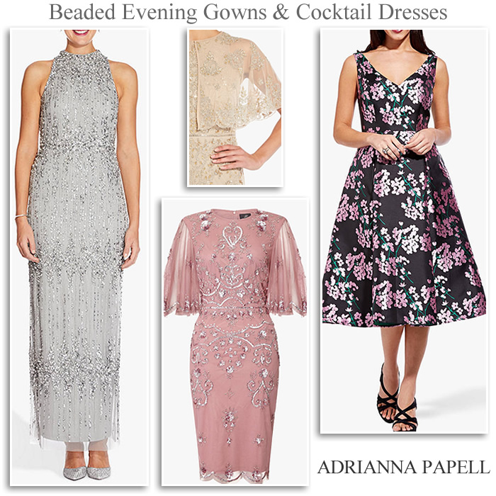 Adrianna Papell vintage occasionwear designer evening beaded gowns 1950's prom dresses
