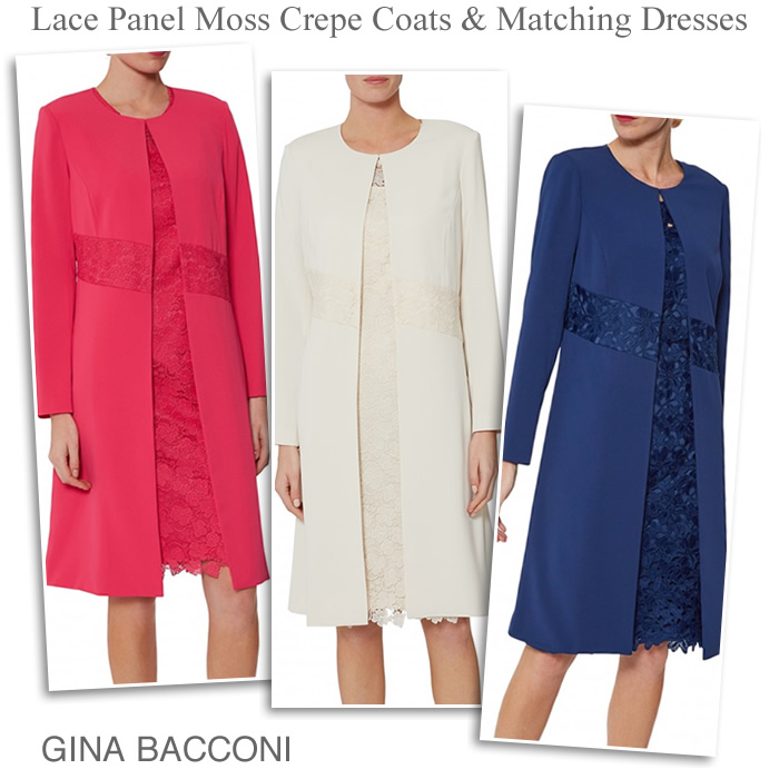 Gina Bacconi lace Occasion Coats Pink Navy & Ivory Mother of the Bride Dress and Coat
