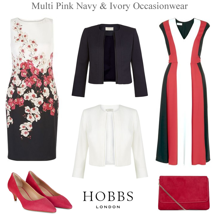 Hobbs autumn wedding outfit pink navy and ivory dress and jacket outfits