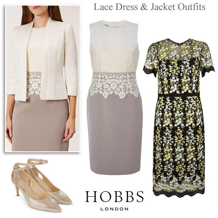 Hobbs embroidered lace occasion dresses coordinating cream jacket