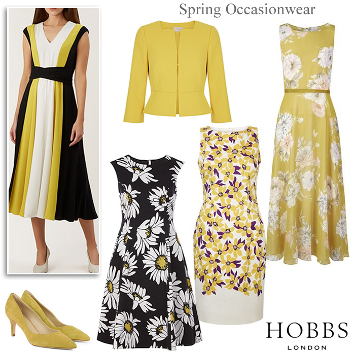 Hobbs Mother of the Bride Spring Wedding Outfits Yellow Occasion Dresses & Jackets