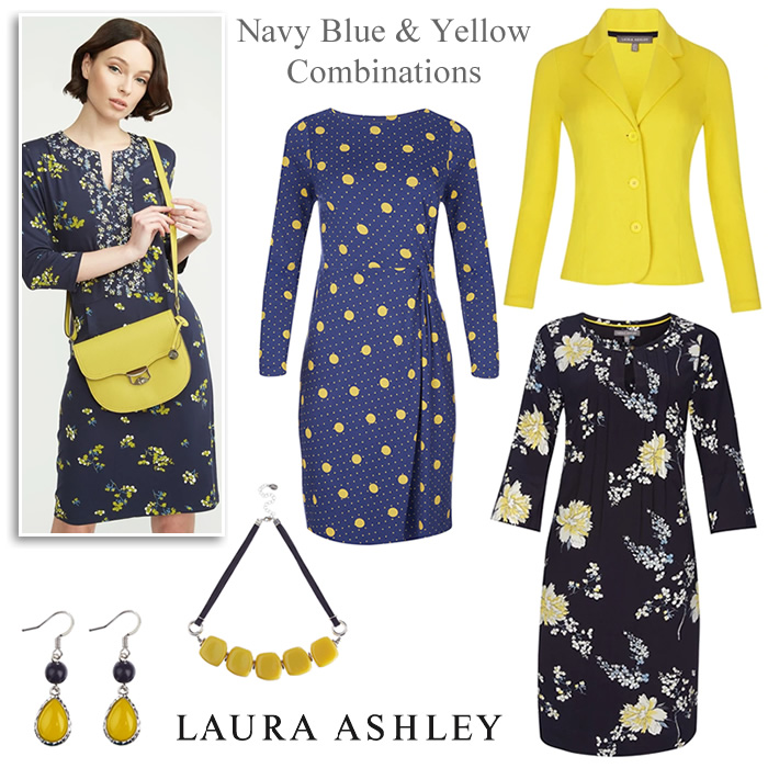 Laura Ashley navy yellow occasion outfits spring wedding guest dresses