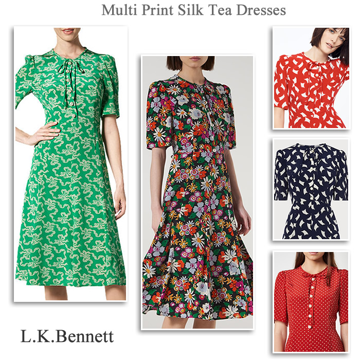 L.K. Bennett Vintage Mother of the Bride occasionwear 1940's 1950's Silk Tea Dresses with Sleeves
