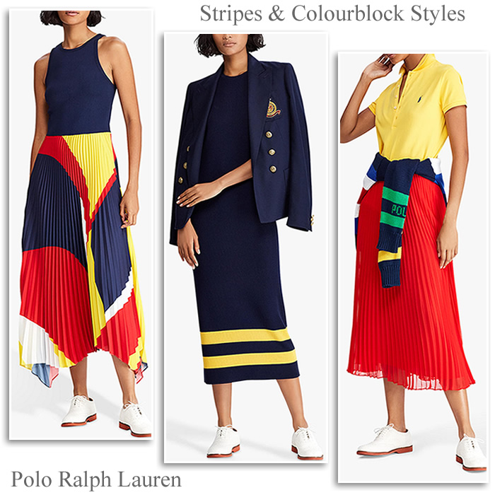Polo Ralph Lauren Designer Fashion Colourblock Print Dresses Blazers and Skirts