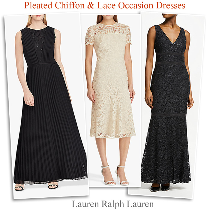 Lauren Ralph Lauren Occasionwear Black Sequin Maxi Gowns Cream Lace Cocktail Dresses