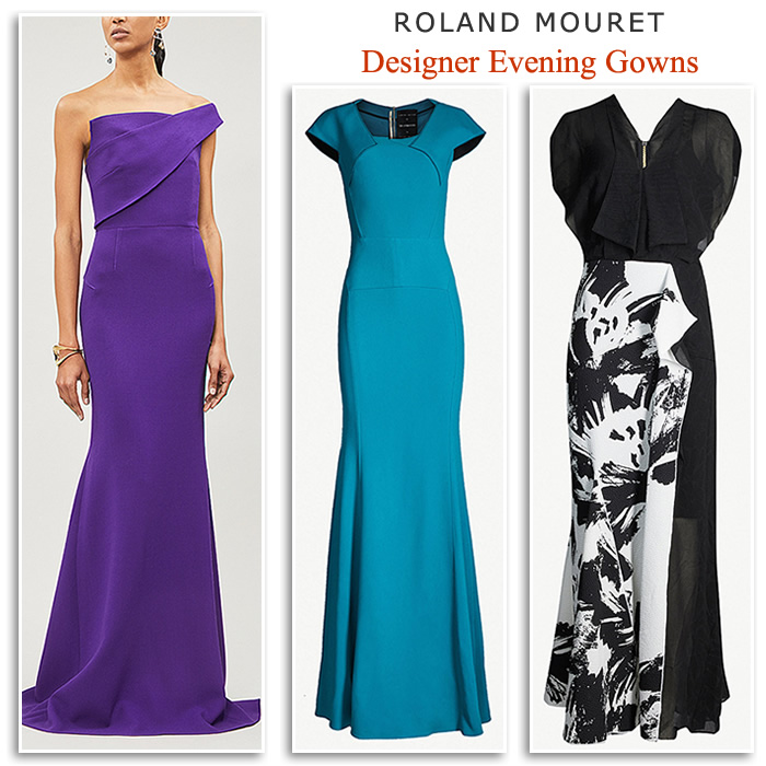 Roland Mouret Mother of the Bride evening gown off the shoulder maxi dresses