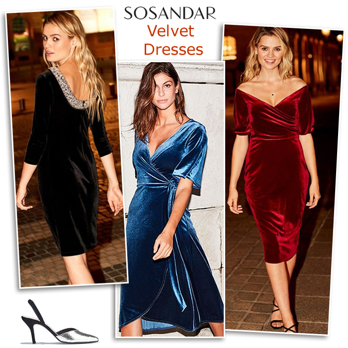 Sosandar Occasion Outfits under £100 Velvet Evening Dresses and Partywear