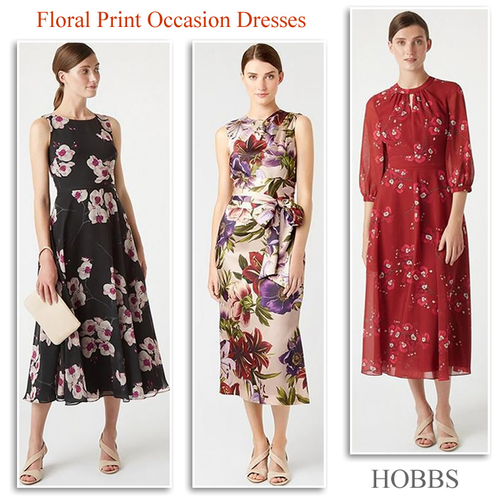 Hobbs floral print occasion dresses and autumn winter wedding outfits