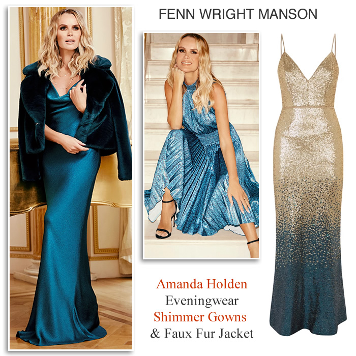 Fenn Wright Manson Amanda Holden Evening Gowns and Faux Fur Jacket Fenn Wright Manson Amanda Holden Evening Gowns and Faux Fur Jacket