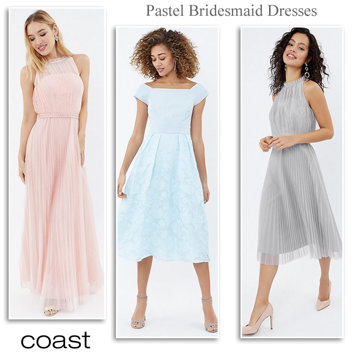 Coast pastel pink blue grey silver bridesmaid dresses under £100