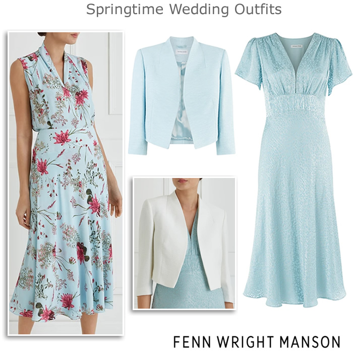 Fenn Wright Manson Blue Spring Wedding Outfits Mother of the Bride Dresses and Jackets