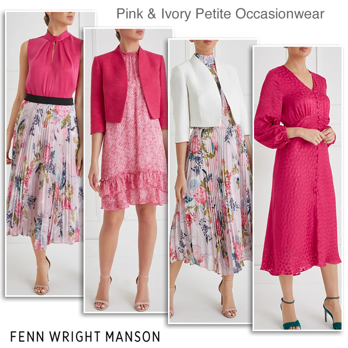 Fenn Wright Manson Occasionwear pink and ivory petite wedding outfits.