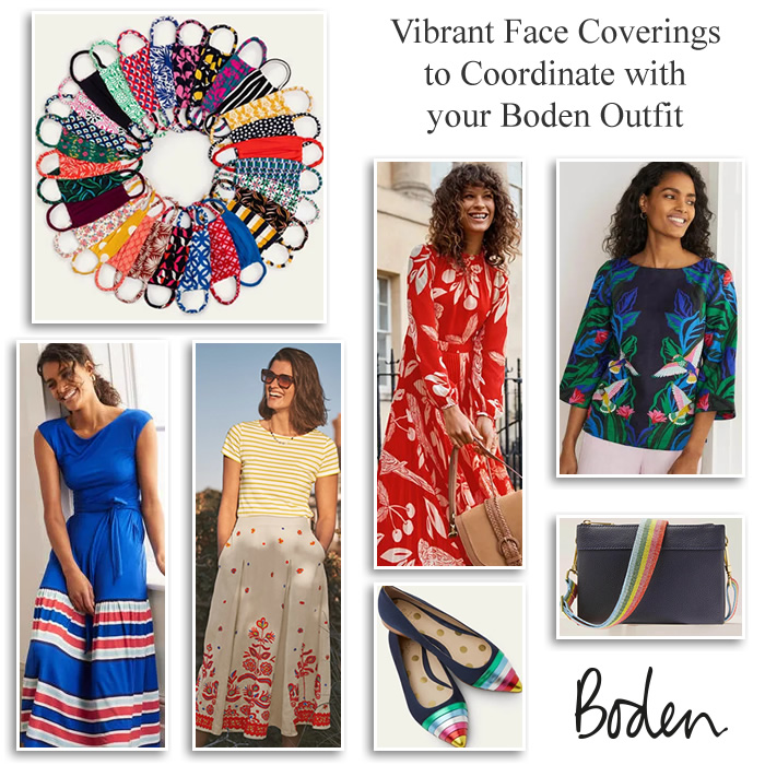 Boden Plain Floral Print Face Masks and Coordinating Dresses
