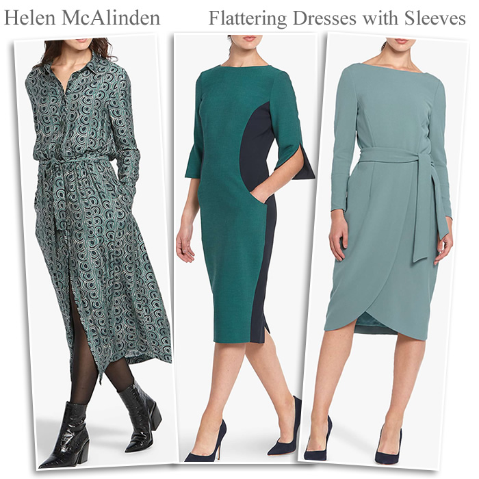 Helen McAlinden Designer Dresses with Sleeves in Teal, Blue, Navy and Green.