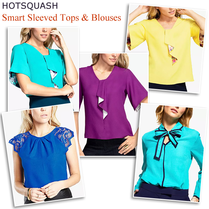 HotSquash Smart Batwing Sleeved Tops and Tie Neck Blouses