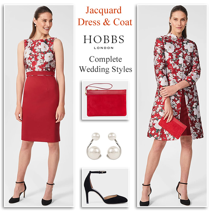 Matching Winter Wedding Outfit | Hobbs Floral Dress and Jacquard Coat