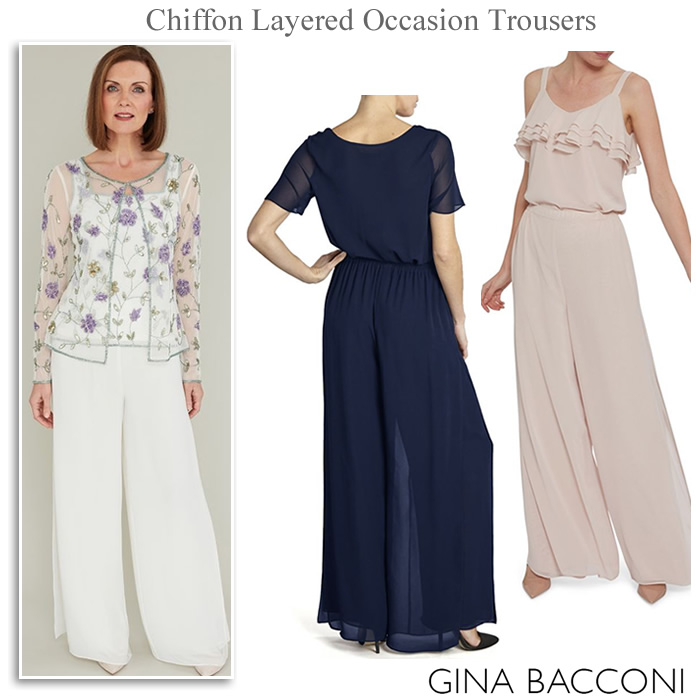 Gina Bacconi Chiffon wide leg layered occasion trousers