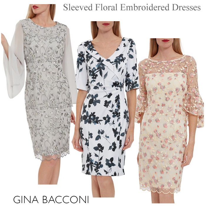 Gina Bacconi floral embroidered dresses with Sleeves | Wedding Styles