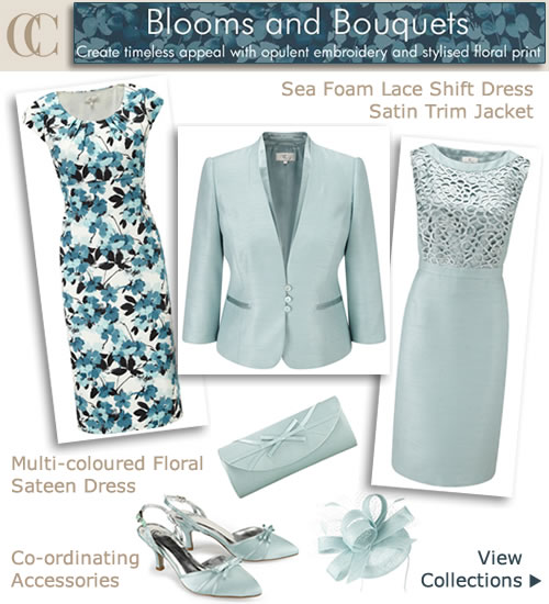 Lace Top Shift Dress and Jacket Pale Blue Wedding Outfits